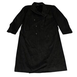 Jacob Siegel Company Nordstrom Wool Velour Double Breasted Overcoat Black 52R